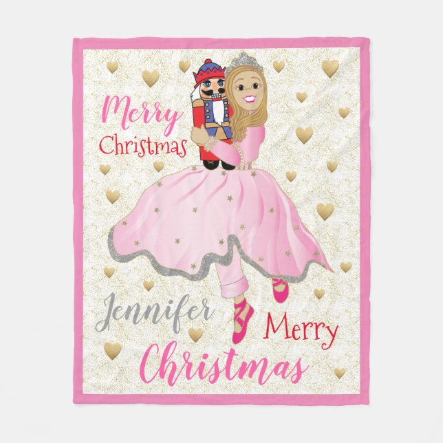 Nutcracker Ballet Personalize Fleece Blanket/Mediu (Front)