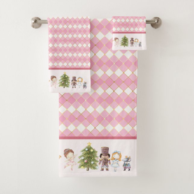 Nutcracker Ballet Pink Bathroom Towel Set II (Insitu)