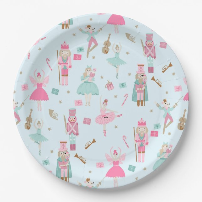 Nutcracker Ballet Pink ChristmasPaper Plate (Front)