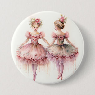 Nutcracker Ballet, Rosebuds 3 Inch Round Button