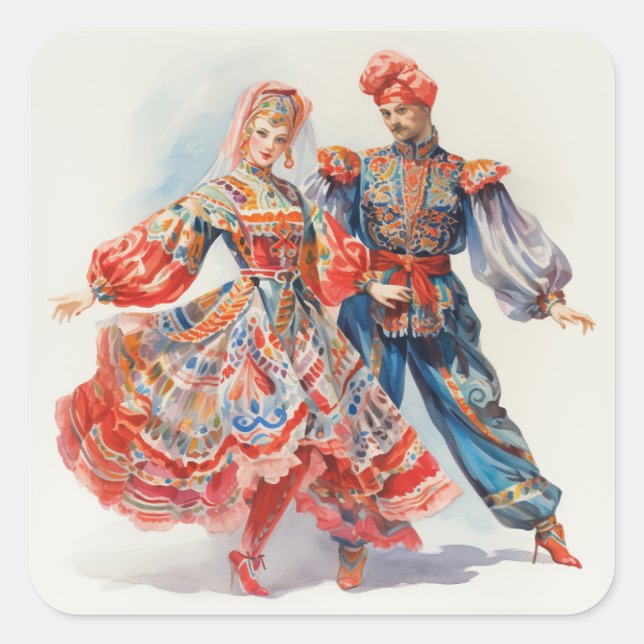 Nutcracker Ballet, Russian Dancers Square Sticker (Front)