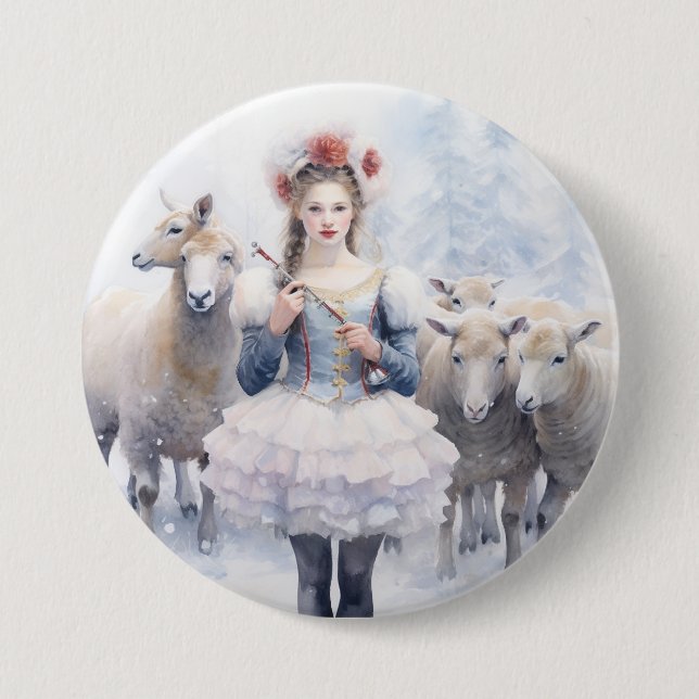 Nutcracker Ballet, Shepherdess 3 Inch Round Button (Front)