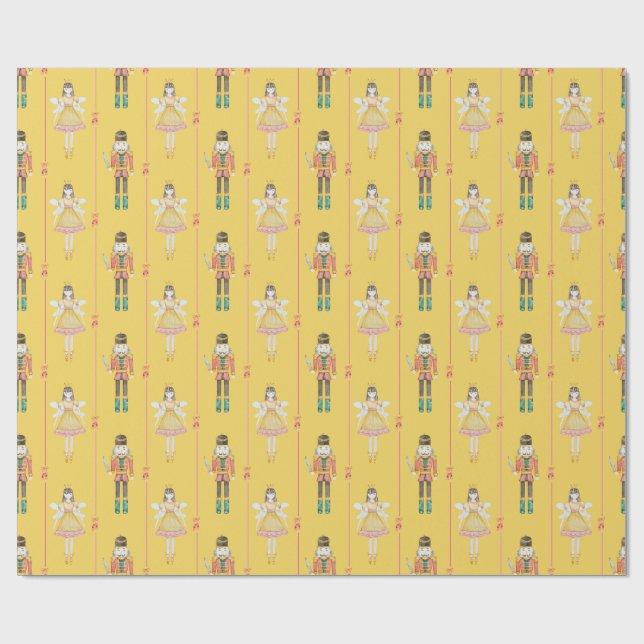Nutcracker Ballet Shoe Ballerina Vintage Christmas Wrapping Paper (Flat)