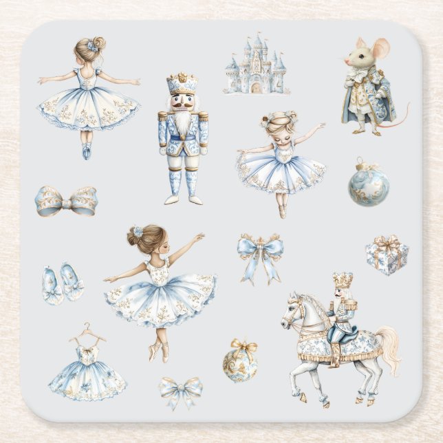 Nutcracker Ballet  Square Paper Coaster (Front)