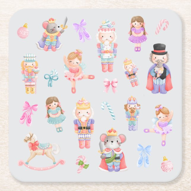 Nutcracker Ballet  Square Paper Coaster (Front)