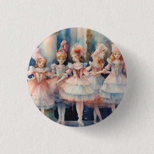 Nutcracker Ballet Whimsical Polichinelle/Buffoons 1 Inch Round Button