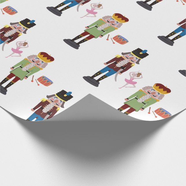 Nutcracker Ballet White Wrapping Paper (Corner)