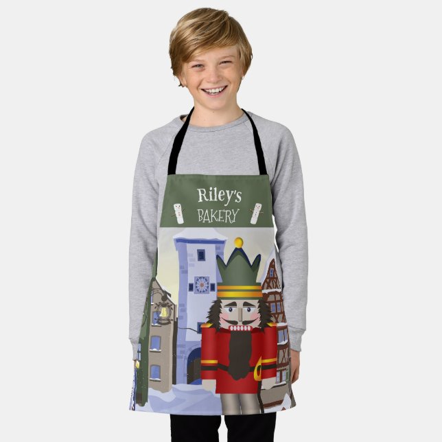Nutcracker, Bavarian German Personalized Green Apron (Worn)