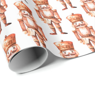  Nutcracker Bearded Soldiers Pink Orange  Wrapping Paper