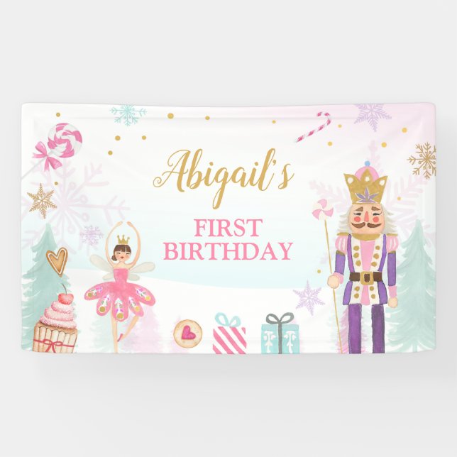 Nutcracker Birthday Girl Land of Sweets Backdrop Banner (Horizontal)