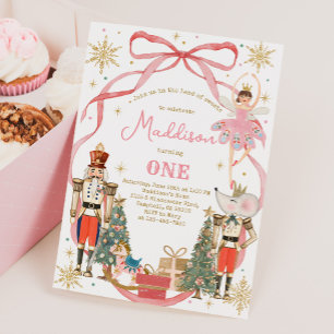 Nutcracker Birthday Land of Sweets Red Bow Invitation