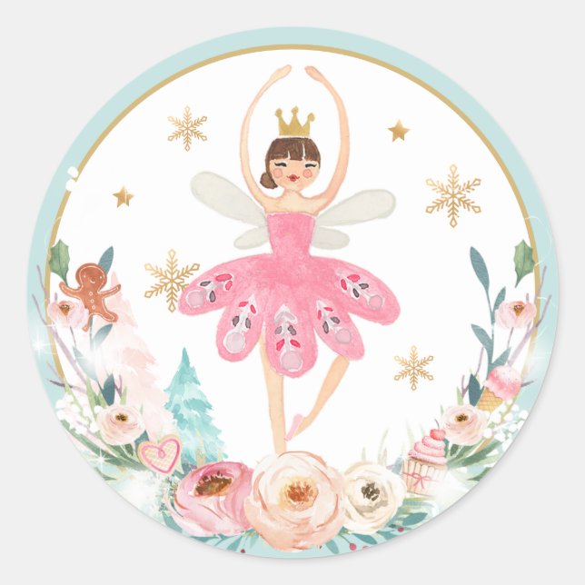 Nutcracker Birthday Sugar Plum Fairy Land Of Sweet Classic Round Sticker (Front)