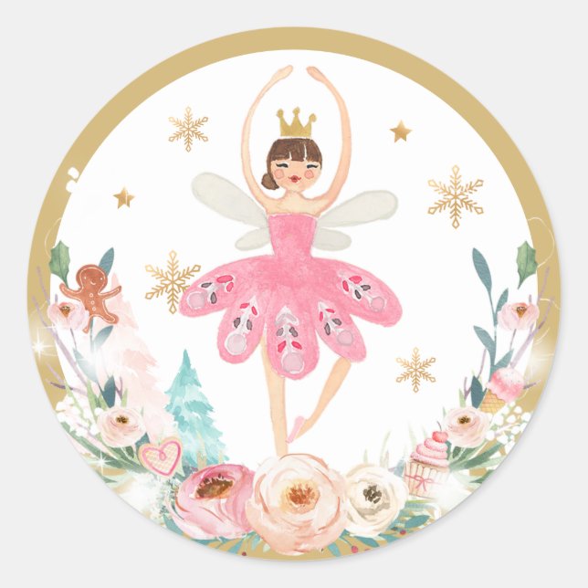 Nutcracker Birthday Sugar Plum Fairy Land Of Sweet Classic Round Sticker (Front)