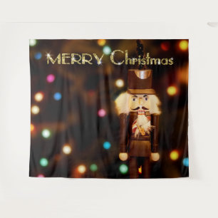 Nutcracker Bokeh Christmas Photo Booth Backdrop Tapestry