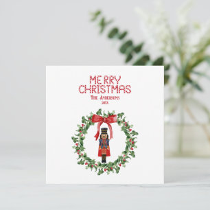 Nutcracker Bow Elegant Coquette Merry Christmas Holiday Card