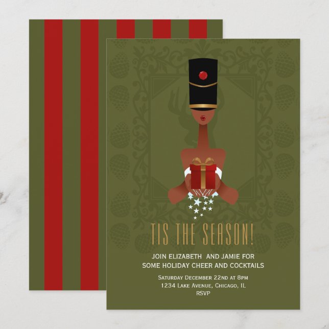 Nutcracker Cadeau Noël Fête Invitation (Devant / Derrière)