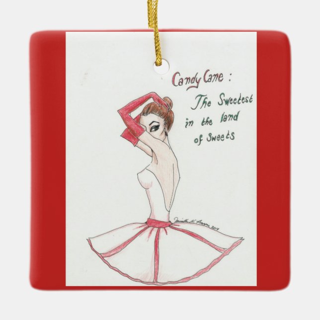 Nutcracker Candy Cane ornament. Ceramic Ornament (Front)