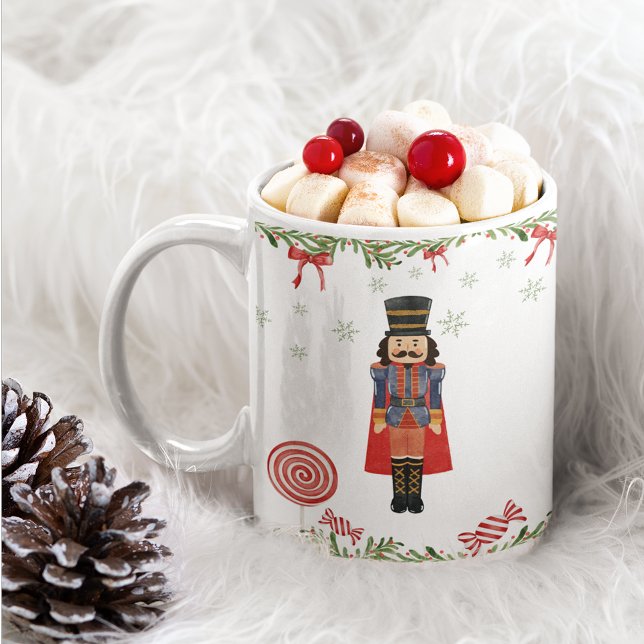 Nutcracker Candy Cane Red Bow Christmas Mug (Creator Uploaded)