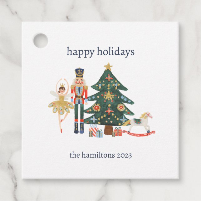 Nutcracker characters holiday favour tag (Front)