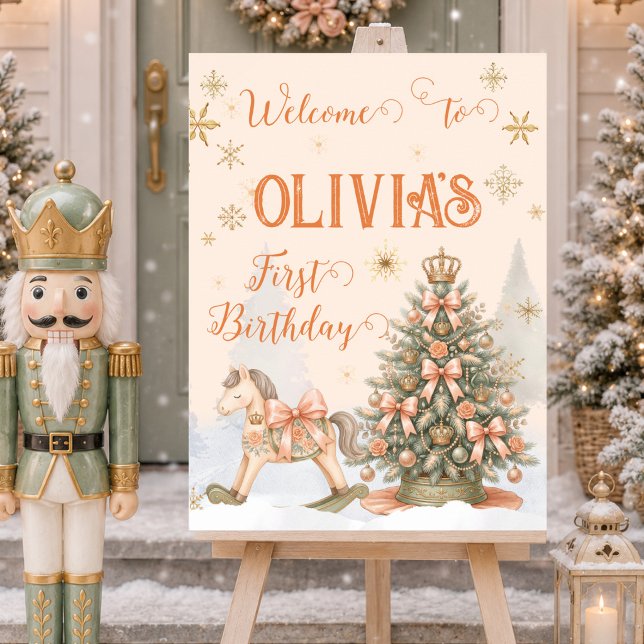 Nutcracker Christmas 1st Birthday Welcome Sign (Nutcracker Sugar Plum Christmas Welcome Sign)