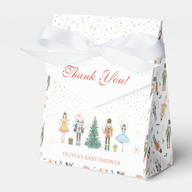 Nutcracker Christmas Baby Shower Thank You Favor Box (Front Side)