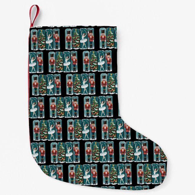 Nutcracker Christmas Ballet Holiday Scene Small Christmas Stocking (Front)
