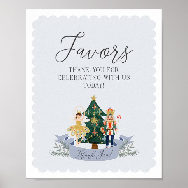 nutcracker christmas birthday party favours sign (Front)