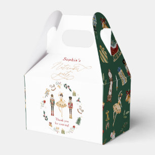 Nutcracker Christmas birthday party green gold Favor Box
