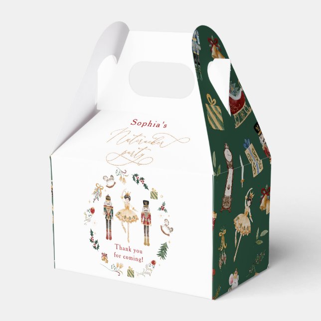 Nutcracker Christmas birthday party green gold Favor Box (Front Side)