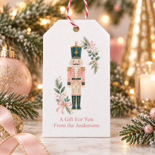 Nutcracker Christmas Botanical Pastel Personalized Gift Tags