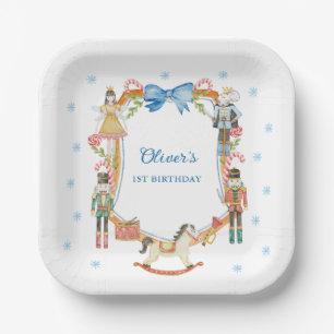 Nutcracker Christmas Boy 1st Birthday Paper Plate