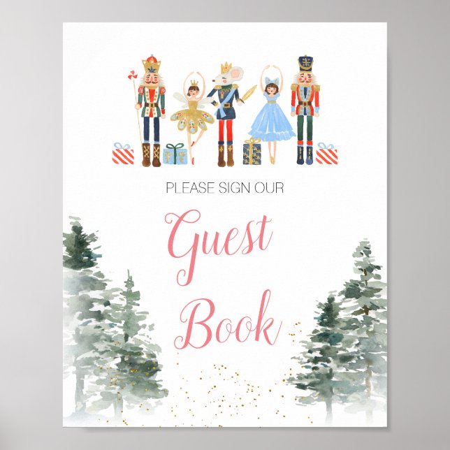 Nutcracker Christmas Bridal Shower Tea Guest Book (Front)