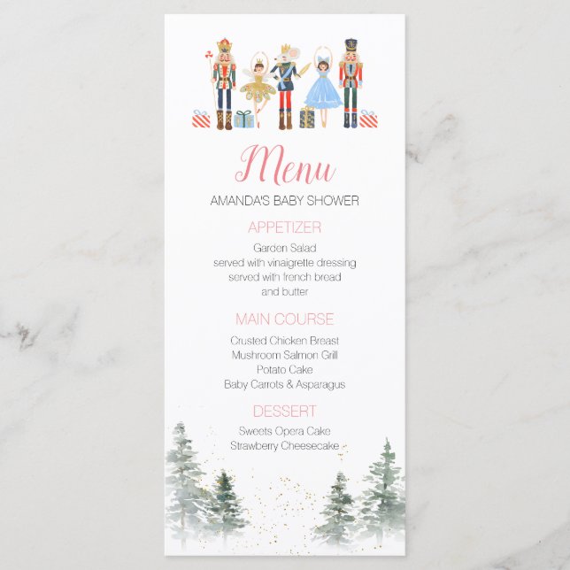 Nutcracker Christmas Bridal Shower Tea Menu (Front)