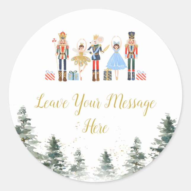 Nutcracker Christmas Bridal Tea Love Your Message Classic Round Sticker (Front)