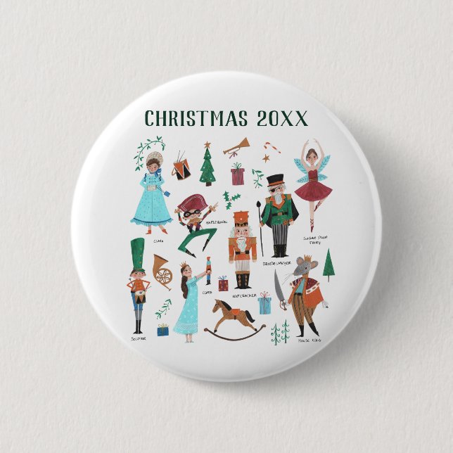 Nutcracker Christmas Custom Year Ballet 2 Inch Round Button (Front)