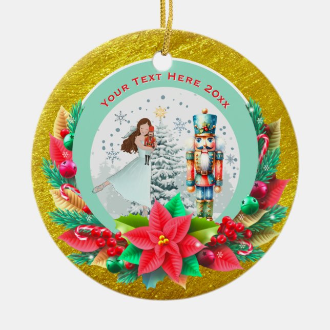 Nutcracker Christmas, Family Holiday Keepsake Gift Ceramic Ornament (Front)