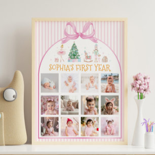 Nutcracker Christmas First Year Photo Milestone Poster