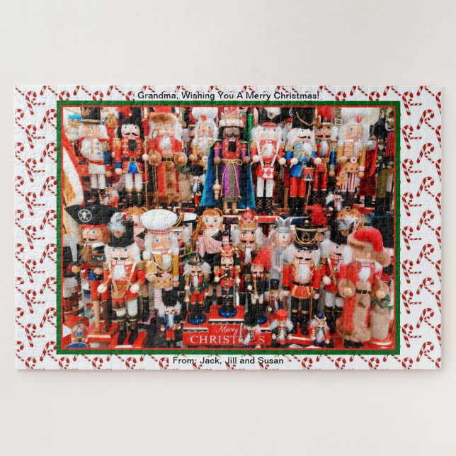 Nutcracker Christmas Gift for Grandma Custom Names Jigsaw Puzzle (Horizontal)