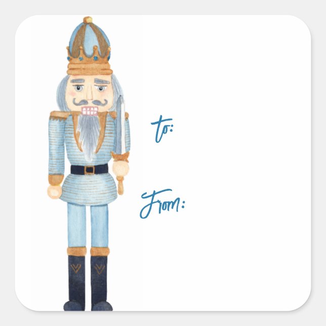 Nutcracker Christmas Gift Tag Sticker (Front)