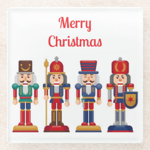Nutcracker Christmas Glass Coaster