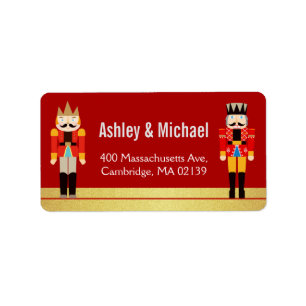 Nutcracker Christmas Holiday Red Gold Glitter Label