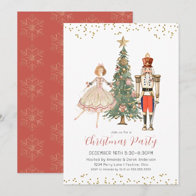Nutcracker Christmas Party Invitation (Front/Back)