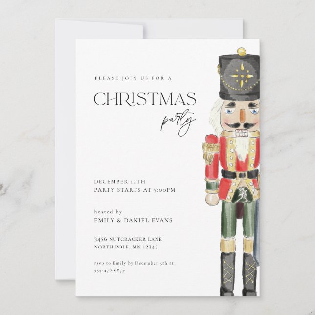 Nutcracker Christmas Party Invitation Classique (Devant)