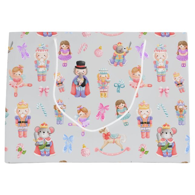 Nutcracker Christmas Pattern Large Gift Bag (Front)