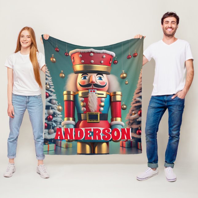 Nutcracker Christmas Personalized Kids Fleece Blanket (In Situ)