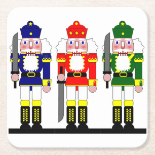 Nutcracker Christmas Personalized Square Paper Coaster