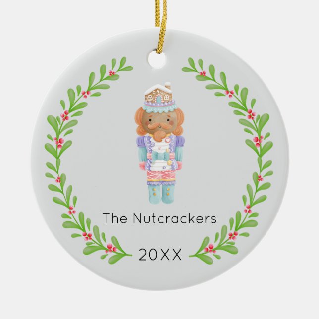 Nutcracker Christmas Photo Ceramic Ornament (Front)
