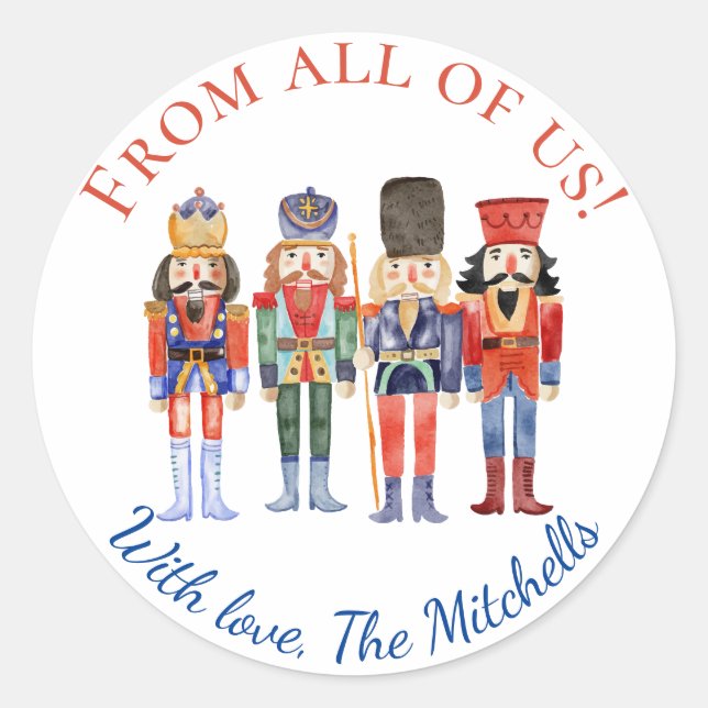 Nutcracker Christmas Round Gift Tags (Front)