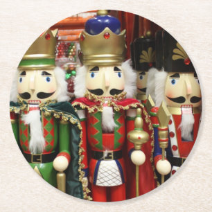 Nutcracker Christmas Soldiers Round Paper Coaster