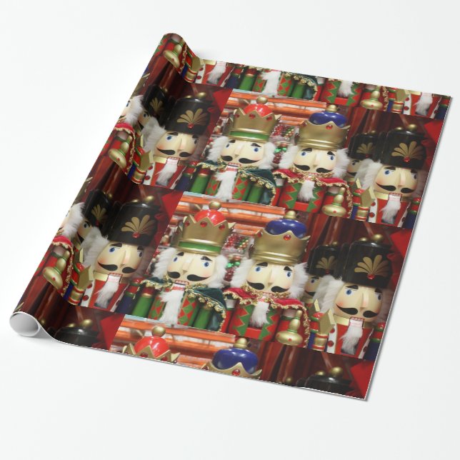 Nutcracker Christmas Soldiers Wrapping Paper (Unrolled)